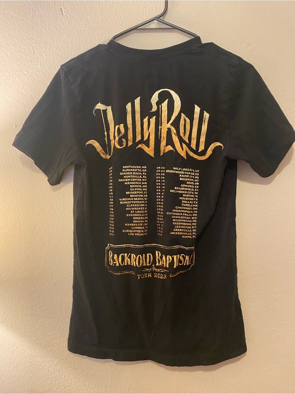 Unisex Jelly Roll Backroads Baptism 2023 Concert T-Shirt SzSmall